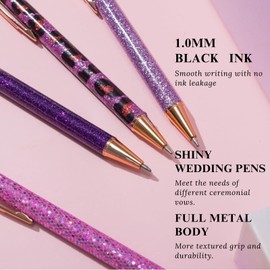 mumrap 9 Pcs Sparkly Pens for Women Fancy Pens with 10 Pcs Black Ink Refills Glitter Pretty pen sets for Ladies Office School Gifts(Purple)