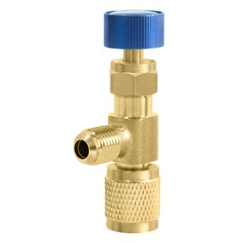 CD2060 Refrigerant Charging Valve Hvac Core Depressor Valve for R12 R22 1/4" Male to 1/4" Female Refrigerant Charging (Blue)