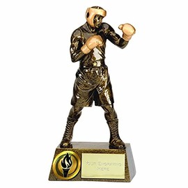 TROPHIESPLUSMEDALS 3D Boxing Action Gold Resin Trophy 18.5 cm / 7 1/4" | Free Engraving, Stylish Look | Ideal for Celebrating Sports Achievements | Suitable for Children & Adults