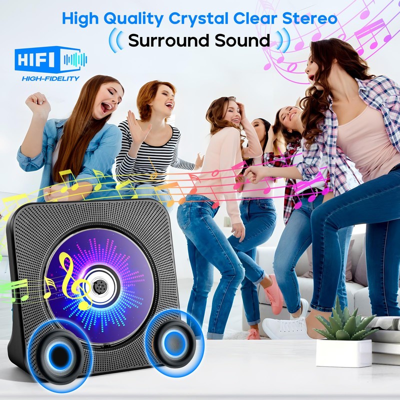 Desktop CD Player with Speakers, ROADOM CD Players for Home,