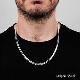 Treasure Bay 4.8mm Solid 925 Silver Curb Chain for Men and Women Length: 40cm, 45cm, 48cm, 50cm, 52cm, 55cm and 60cm (51.5)