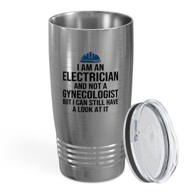 Flairy Land Electrician Tumbler 20oz Silver -I Am An Electrician C - Gift For Dad Electrician Repairman Gaffer Wireman Technichian Linesman Engineer