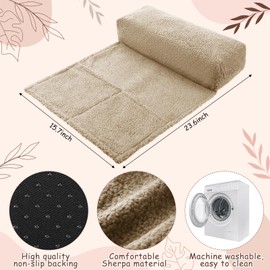 Beeveer Sherpa Head Recliner Pillow Head and Neck Pillow for Recliner Chair with Storage Pocket Neck Relief and Cervical Support for Travel Home Sofa Armchair 23.6 x 15.7 Inch(Light Camel)