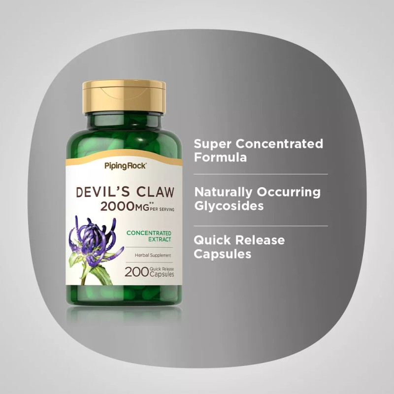Piping Rock Devils Claw 2000mg | 200 Capsules | Extract