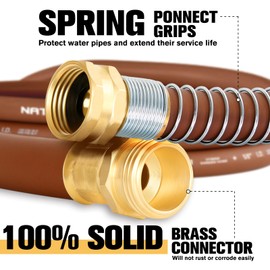 NARTURIO Short Leader Garden Hose 5/8" x 15ft, No Kink Lightweight Water Hose, Hybrid Rubber, Heavy Duty, 650 Burst PSI, Female to Female Fittings