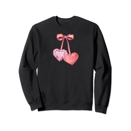 Coquette Red Bow Cherries And Cute Pink Heart Sweatshirt