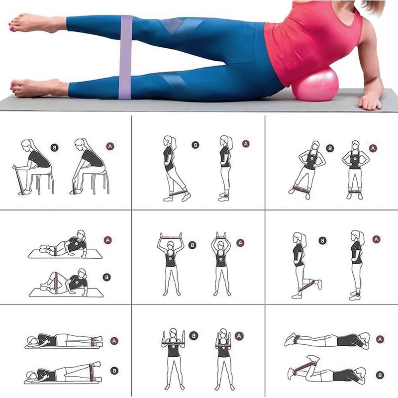 5-Piece Pilates Resistance Bands Set – Multi-Resistance Level Workout Bands