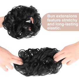 1 Piece Wig Ponytail Wig Headband Messy Hair Bun Wig Black Curly Hair Bun Suitable for Women Girls Ponytail
