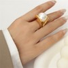 IMINI Large Pearl Ring for Women and Girls Pearl Ring