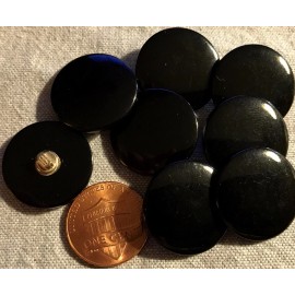 Unbranded 8 Shiny Very Slightly Domed Black Plastic Shank Buttons 21mm 13/16" # 8298