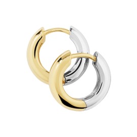 ZOYA JEWELRY DESIGN 18K White and Gold-Plated pure 925 Sterling Silver Hypoallergenic cute Hoop Earrings for Women - Trendy TikTok Jewelry (White &gold hoop)