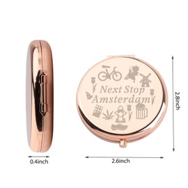 WUSUANED Amsterdam Travel Inspired Makeup Mirror Next Stop Amsterdam Mirror Netherlands Tour Gift Amsterdam Lover Gift (Amsterdam Travel Mirror)