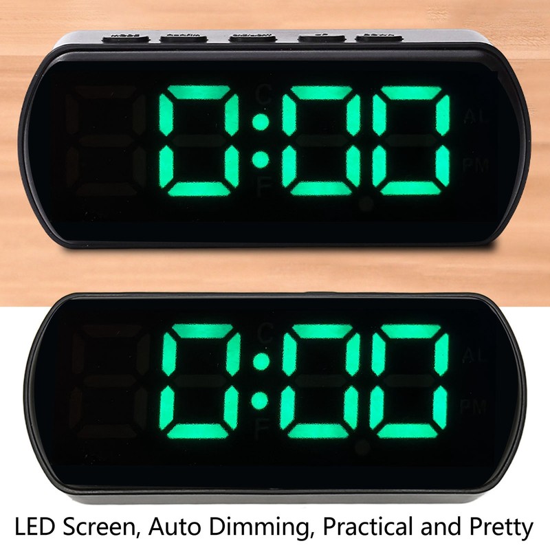 LED Clock Dual Mode Auto Dimming Temperature Display Snooze Function