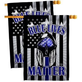 Ornament Collection Blue Lives Matter House Flag 2 pcs Pack Armed Forces Police Cop Law Enforcement Sheriff Officer Line Support Decoration Banner Small Garden Yard Gift Double-Sided, Made in USA