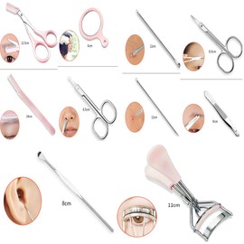 10set Eyebrow Grooming Set Eyebrow Tools Kit Eyelash Curler Eybrow Tweezer Shaper Scissor Earpick Acne Blackhead Neddle Kit