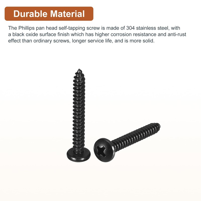 DTGN #10x1-1/2 Black Screws - 25Pack - 304 Stainless Steel
