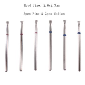 MZCMSL Tapered Diamond Cuticle Nail Bit Set with Case, 6pcs Pro Manicure Drill Bits, 3/32 Shank Electric Nail Tool(Fine+Medium)