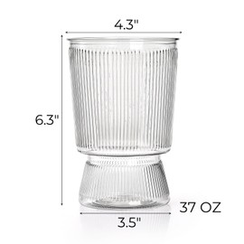 Tlence 12 Pack Clear Plastic Flower Vase, 6.3" Ribbed Fluted Glass-Like Vase, Decorative Modern Ripple Hydroponic Plant Vase with Base for Table Centerpieces Home Decor Office Wedding Decoration