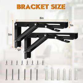 Folding Shelf Brackets 16 Inch - 4PCS Heavy Duty Metal Bracket Shelf, Wall Mounted Collapsible Bracket for Space Saving Bench Table Outdoor Smoker, Max Load: 150 lb