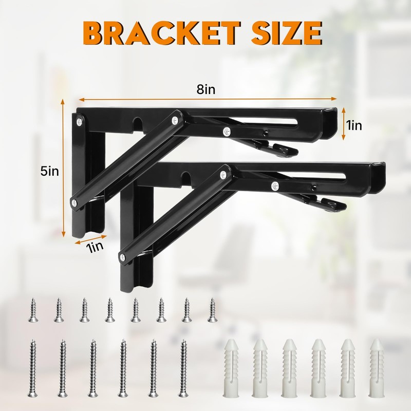 Folding Shelf Brackets 16 Inch - 4PCS Heavy Duty Metal