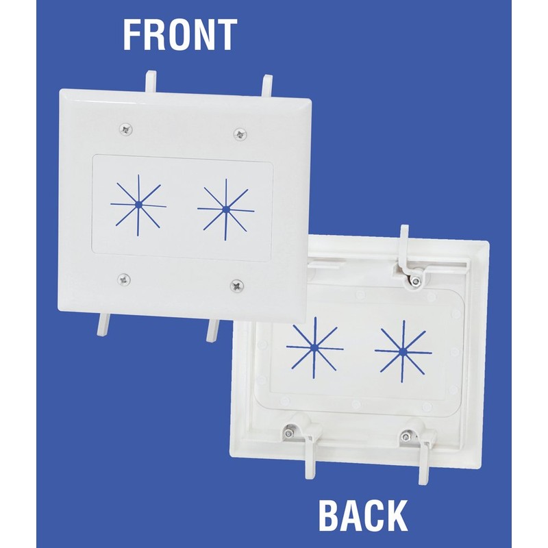 DATA COMM Electronics 45-0015-LA 2-Gang Cable Plate with Flexible Opening