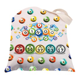 CMNIM Bingo Gifts Bingo Canvas Tote Bag Bingo Lover Gifts Bingo Game Gifts for Bingo Player Small Bingo Tote Bag Handbag, 2430 Small Bingo Tote Bag, Medium, Tote Bag
