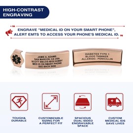 Divoti Divoti Custom Dual-Sided Engraved Silicone Medical Alert ID Wristband w/Security Clasp & Trim-to-Fit Soft White Silicone Band w/Security Clasp - 14MM PVD Rose Gold/Black