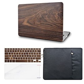 KECC Compatible with MacBook Pro 13 inch Case 2016-2020 A2338 M1 A2289 A2251 Touch Bar Plastic Hard Shell + Keyboard Cover + Sleeve + Screen Protector (Walnut Wood)