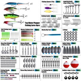 326 PCS Fishing Lures Kit, Upgraded Fishing Tackle Box with Tackle Included, Crankbaits, Hooks Weights, Soft Baits, Jigs, Spoons, Swivels, Fishing Gear Equipment Combo Gift for Men Freshwater Bass