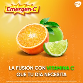 Emergen-C Suplemento Alimenticio Polvo Efervescente Sabor Naranja Caja con 10 sobres