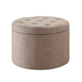 Convenience Concepts Designs4Comfort Round Shoe Ottoman, Tan Fabric