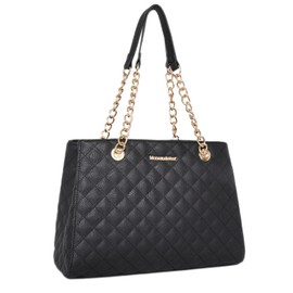 Montana West Tote Bag for Women Quilted Chain Handbags Shoulder Purse Black Gift MWC-040BK
