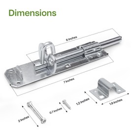 Galvanised Brenton Bolt Sliding Door Lockable Padbolt – 6" (152mm) Heavy Duty Zinc Plate Lock Pad Garden Shed Gate Latch Patio Door Security Gate Bolt Bedroom | Silver