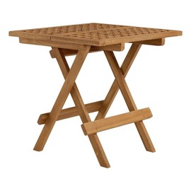 Modway Vienna Outdoor Patio Teak Wood Folding Side Table in Natural – Weather-Resistant 20 Inch Square End Table with Slatted Table Top – Bistro Table – Breakfast Table – Deck Side Table for Backyard