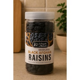 J J Crunch N Munch Afghan Black Seedless Raisins, Organic, Vegetarian, Fresh, Juicy, Ambient Storage (100 Gram) Great for Snacking, Cooking & Baking