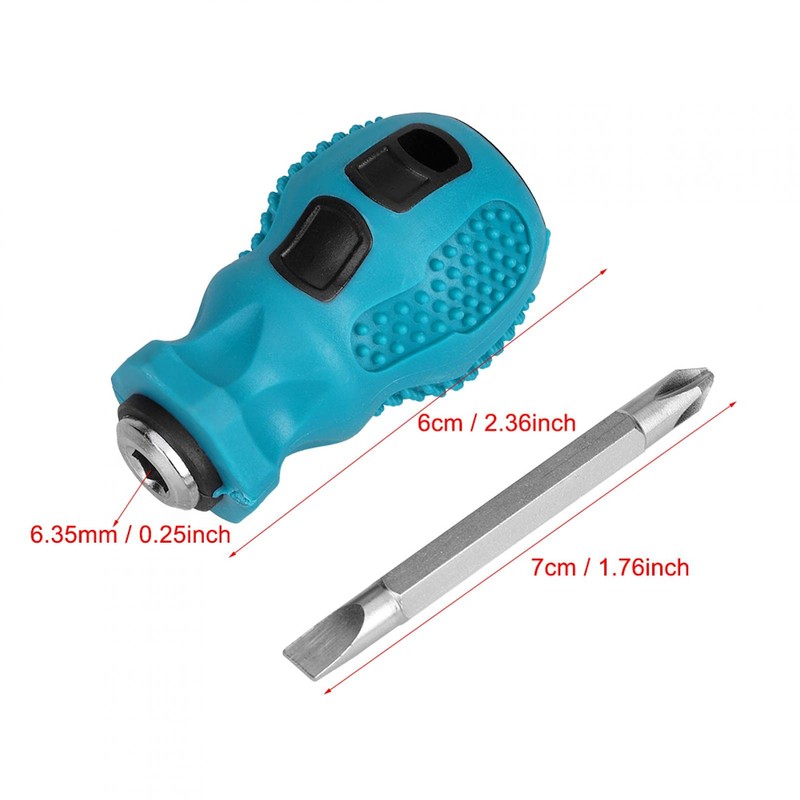 Mini Stubby Screwdriver, Magnetic Dual Purpose Crossing Slot Bits Screwdriver,