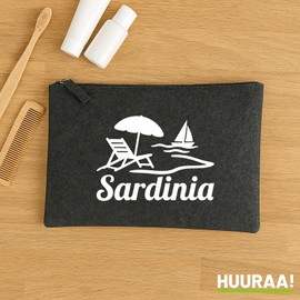 Huuraa Kulturbeutel Sardinia Italien Geschenk 1 Liter Charcoal Filz Sardinia Geschenkidee
