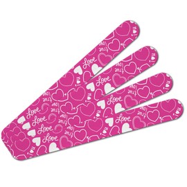 Cute Hearts Love Pattern on Pink Double-Sided Nail File Emery Board Set 4 Pack