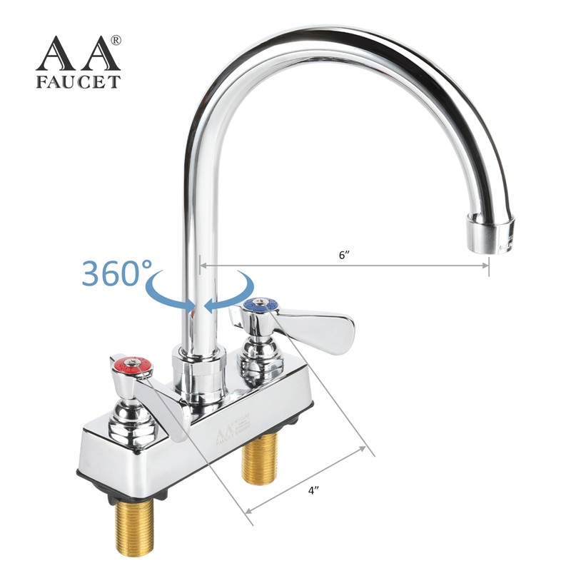 AA Faucet 4" Deck Mount Commercial Bar Sink Faucet with