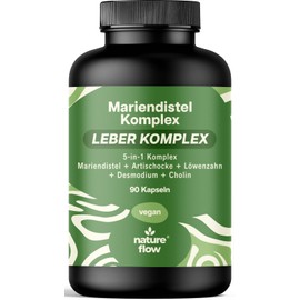 Milk Thistle Artichoke Dandelion Complex High Dose - 90 Capsules - Liver Complex 5-in-1 Complex with Milk Thistle, Artichoke, Dandelion, Desmodium & Choline, Liver Treatment - Vegan, Laboratory Tested
