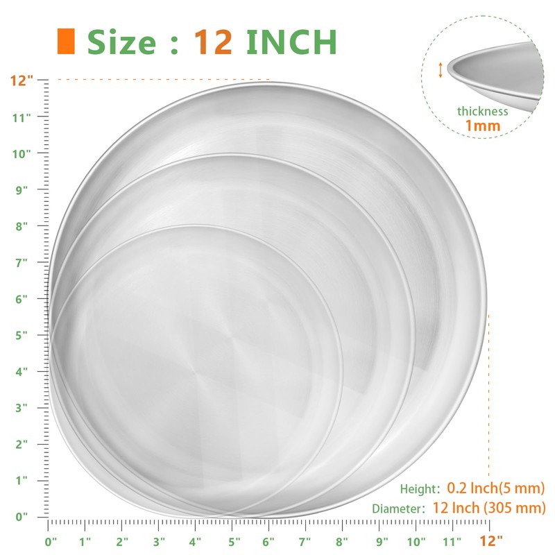 Kevenal Stainless Steel Pizza Pans 12 inch, Pizza-Pan for Oven,