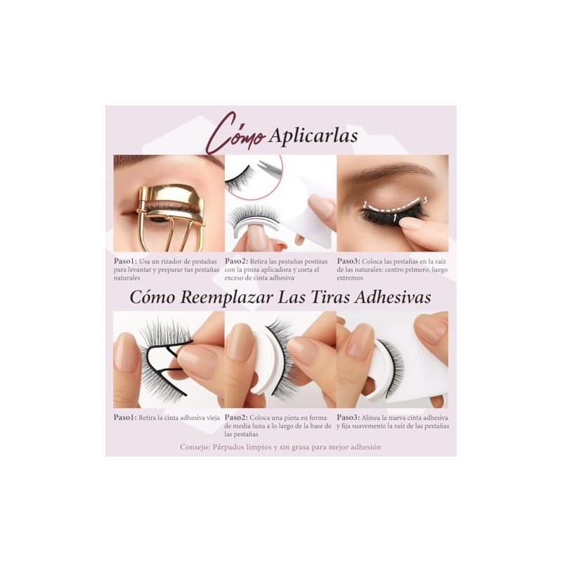 Pestañas Autoadhesivas Instant Glam｜Reutilizables｜Diseño de Una Pieza (11-16-17 mm)