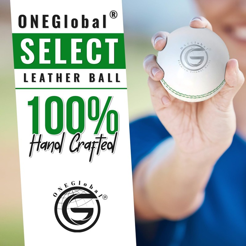 ONEGlobal Select Leather Cricket Ball | 100% Handcrafted, 156g -