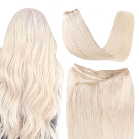 SURNEL Real Hair Extensions Wefts Colour Blonde 80 g Balayage Real Hair Extensions Bundles Weaving 40 cm Soft Hair Weft Straight Remy Real Human Hair (Wefts #60-16 Inches)