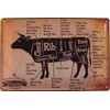 Metal Sign 20 x 30 cm Part Pieces of Beef