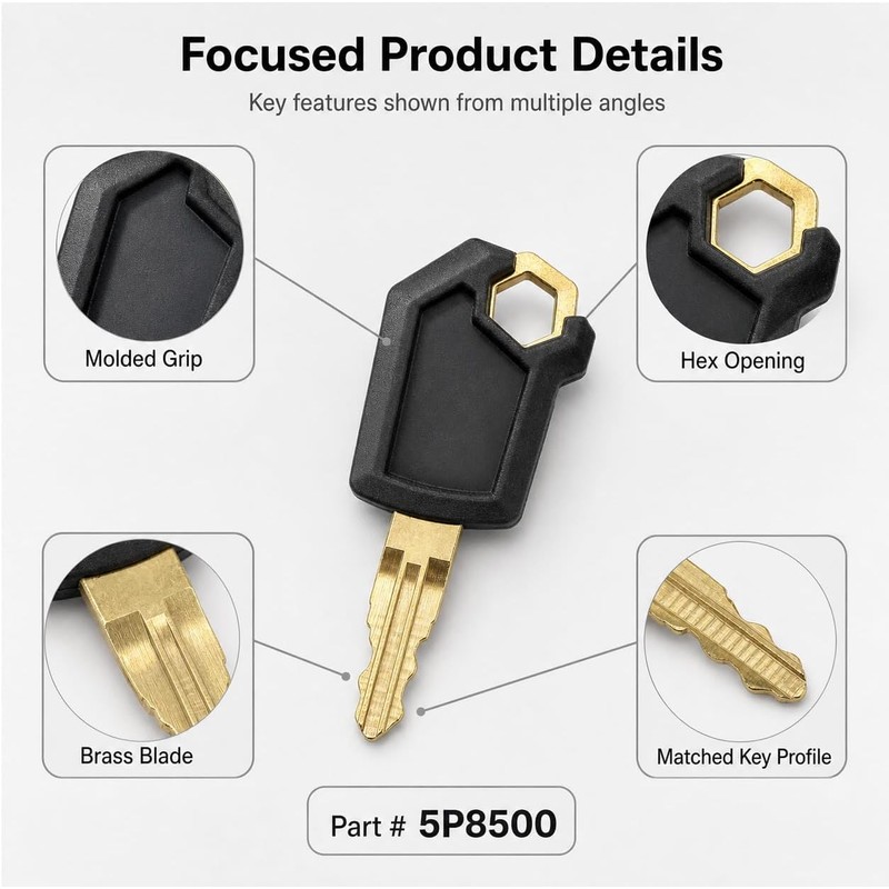 QWORK 5P8500 Keys, 40 Pack Ignition Keys Compatible with Caterpillar