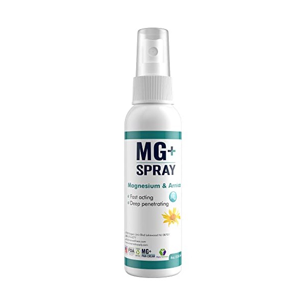 Mars Wellness MG+ Magnesium Spray (4 oz) - Magnesium & Arnica Spray - Extra Strength Magnesium Body Spray - Spray Magnesium Oil for Body Aches, Headaches, Muscle Spasms, & Leg Cramps