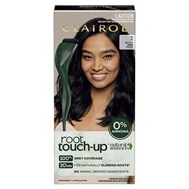 Clairol Root Touch Up Natural Instincts 2 BLACK, 100% Grey Coverage, Naturally Blended Roots, 0% Ammonia, Permanent Root Colour