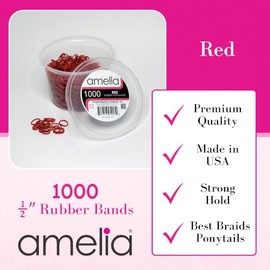 Amelia Beauty Products Amelia Belleza | 1000 Bandas de Goma de 1/2" | Lazos de Goma para El Cabello de Primera Calidad Fabricados En Ee. Uu. | Ideal p