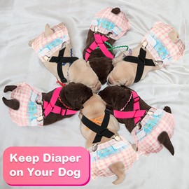 Nuanchu 2 Pieces Dog Suspenders for Diapers Female Male Keeper Suspender Diaper Canine Belly Bands Harness on Your Pet for Dog Skirt and Dress for Small Medium and Large(M)
